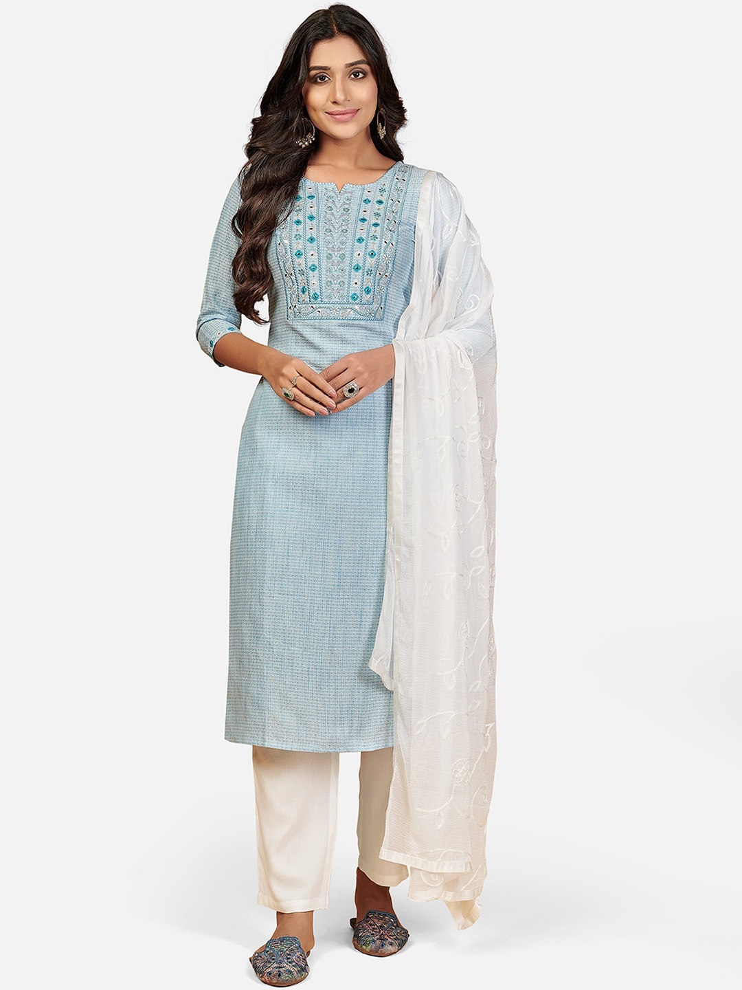 Vbuyz Blue Embroidered Regular Mirror Work Pure Cotton Kurta with Trousers & With Dupatta
Vbuyz Blue Embroidered Regular Mirror Work Pure Cotton Kurta with Trousers & With Dupatta