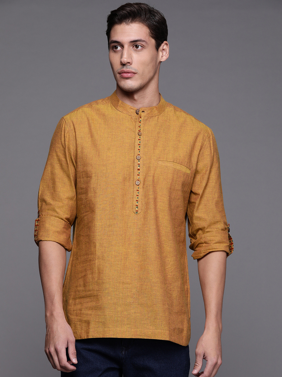 Fabindia Men Mustard Yellow Pure Cotton Slim Fit Solid Shirt
Fabindia Men Mustard Yellow Pure Cotton Slim Fit Solid Shirt