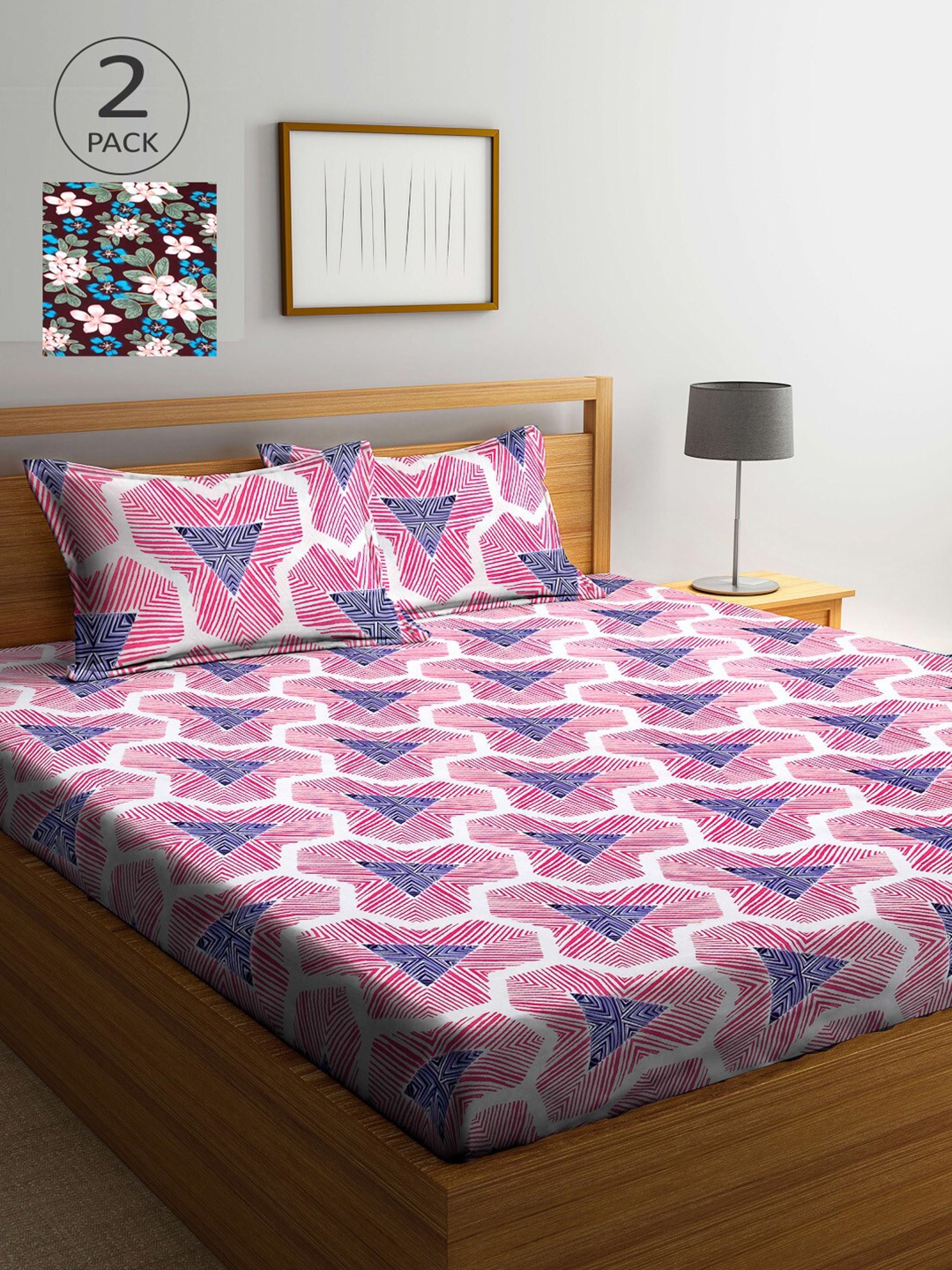 Arrabi Pack of 2 Purple & Green Geometric 300 TC 2 King Bedsheet with 4 Pillow Covers
Arrabi Pack of 2 Purple & Green Geometric 300 TC 2 King Bedsheet with 4 Pillow Covers