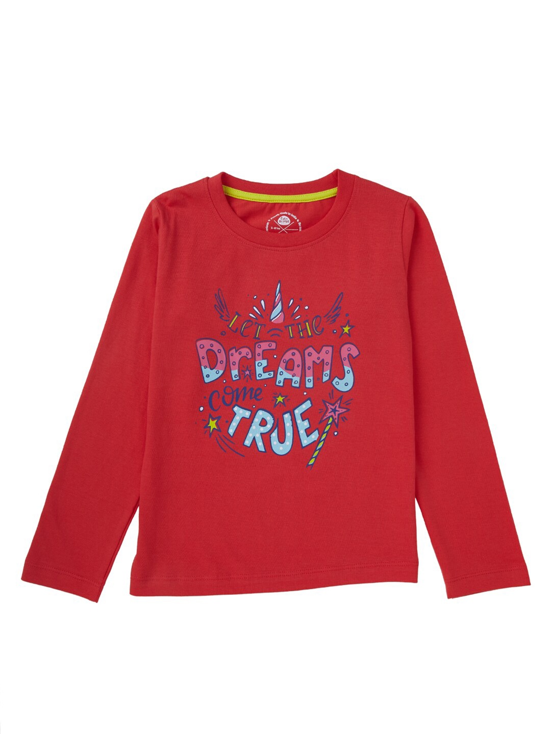 Cub McPaws Girls Red Typography Printed T-shirt
