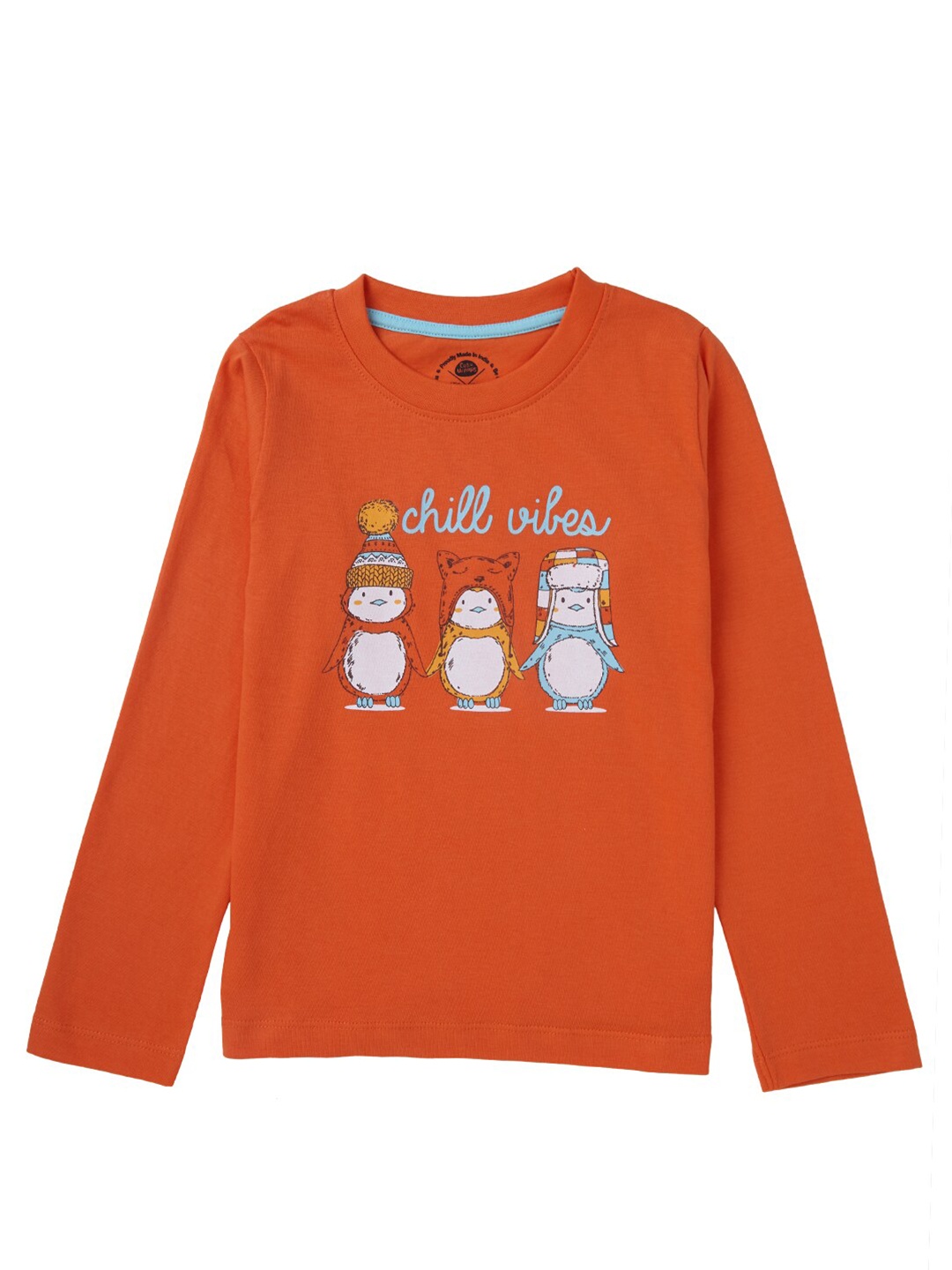 Cub McPaws Girls Orange Typography Printed T-shirt