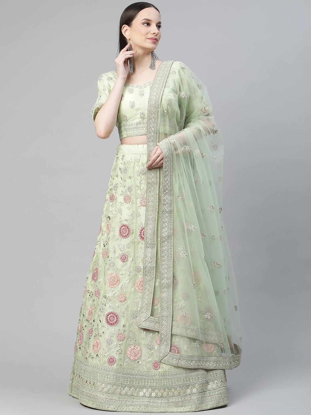 Readiprint Fashions Green Embroidered Sequinned Unstitched Lehenga & Blouse With Dupatta
Readiprint Fashions Green Embroidered Sequinned Unstitched Lehenga & Blouse With Dupatta