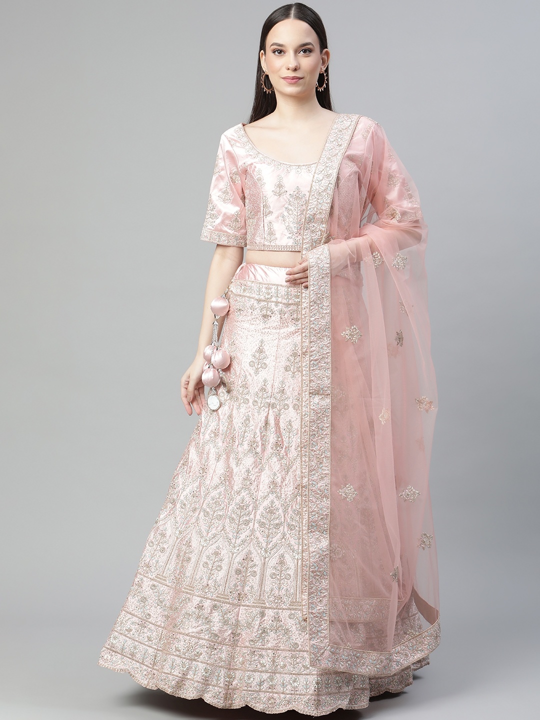 Readiprint Fashions Pink Embroidered Sequinned Semi-Stitched Lehenga & Unstitched Blouse With Dupatta
Readiprint Fashions Pink Embroidered Sequinned Semi-Stitched Lehenga & Unstitched Blouse With Dupatta