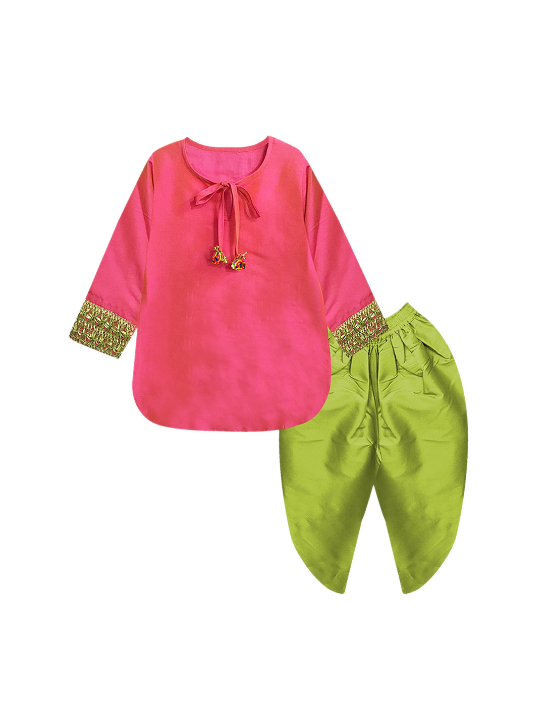 A T U N Girls Pink Regular Kurta with Dhoti Pants 
A T U N Girls Pink Regular Kurta with Dhoti Pants