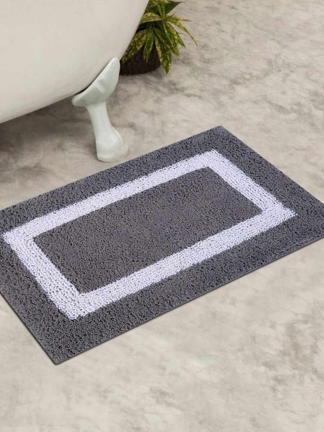 Home Centre Grey & White Textured Bath Mat