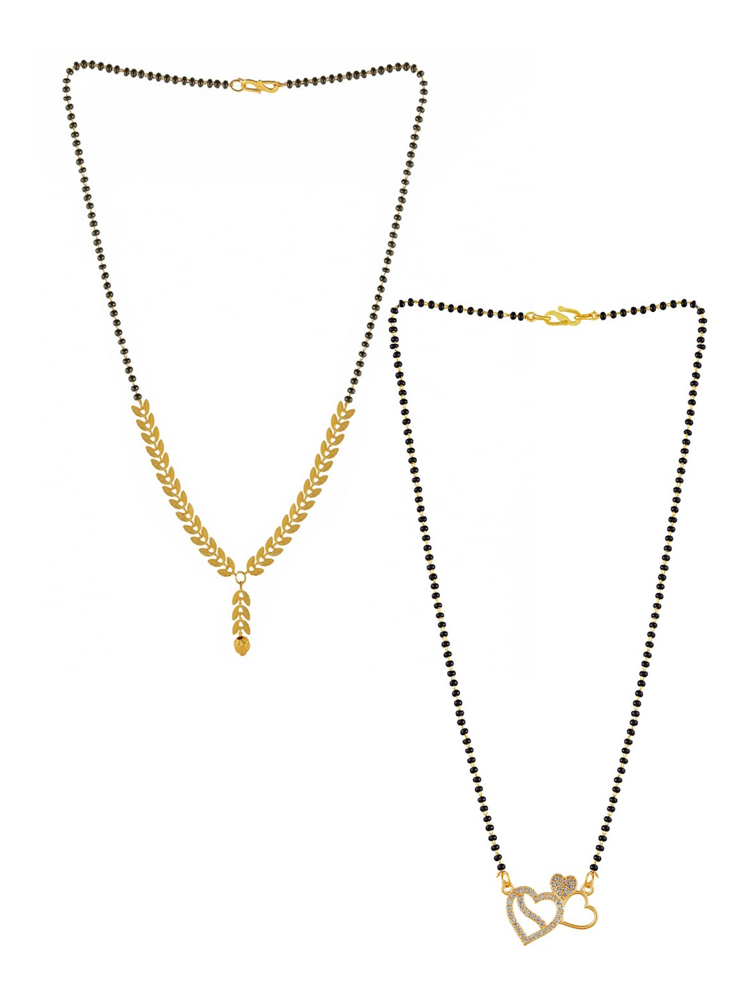 Brandsoon Set Of 2 Gold-Plated Black & White Beaded & Stone-Studded Mangalsutra
Brandsoon Set Of 2 Gold-Plated Black & White Beaded & Stone-Studded Mangalsutra