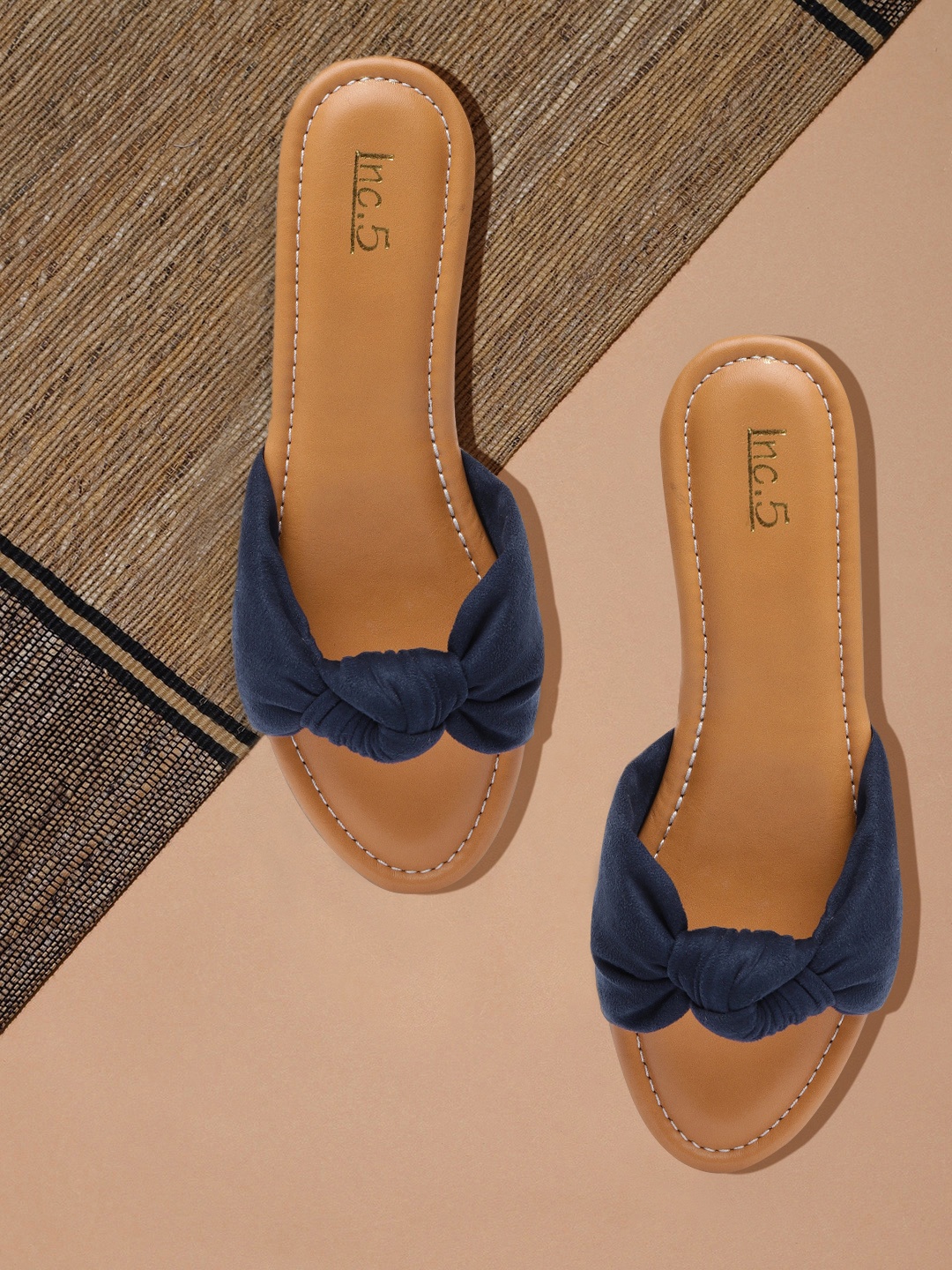 Inc 5 Women Navy Blue Velvet Wedges
