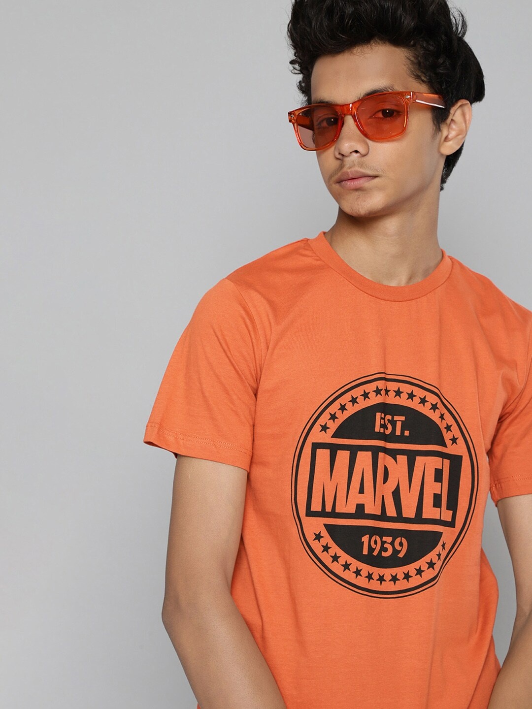 Kook N Keech Marvel Teens Boys Orange Cotton Typography Printed T-shirt