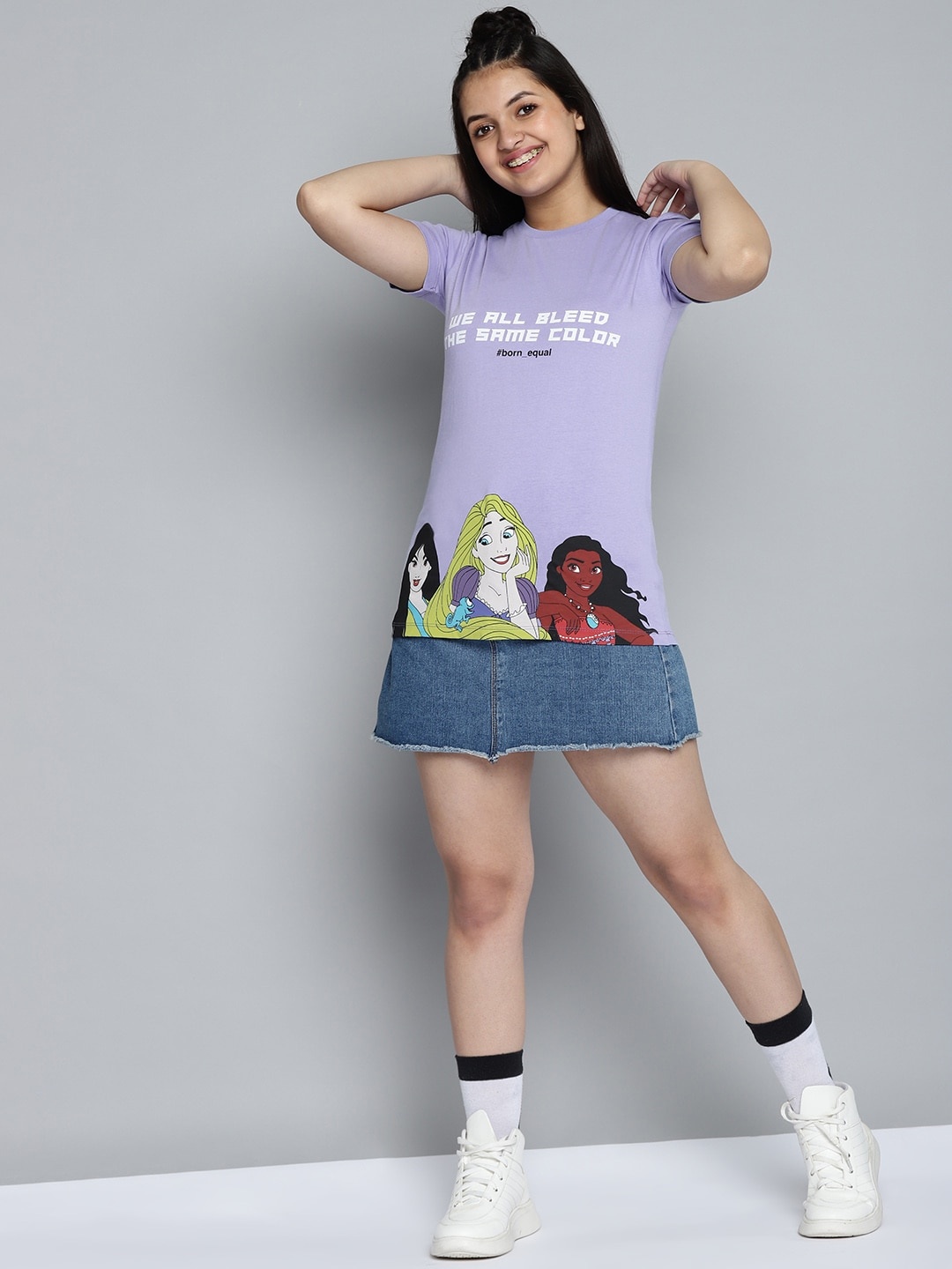 Kook N Keech Disney Teens Girls Lavender & White Cotton Disney Princess Printed T-shirt
Kook N Keech Disney Teens Girls Lavender & White Cotton Disney Princess Printed T-shirt