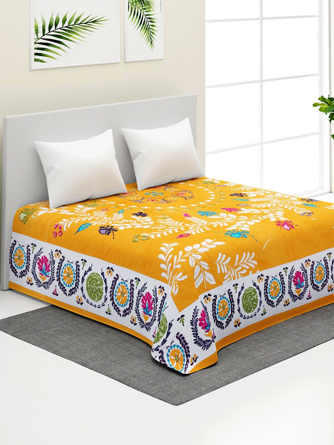 Rajasthan Decor Yellow & White Floral Printed Jaipuri Kantha Pure Cotton Double Queen Size Bed cover
Rajasthan Decor Yellow & White Floral Printed Jaipuri Kantha Pure Cotton Double Queen Size Bed cover