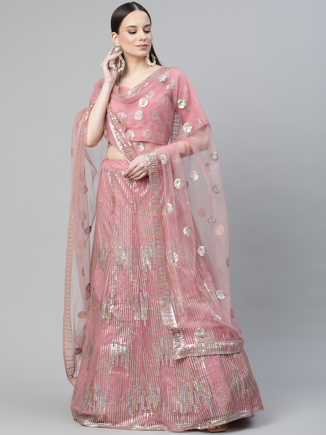 Readiprint Fashions Pink Embellished Sequinned Semi-Stitched Lehenga & Unstitched Blouse With Dupatta
Readiprint Fashions Pink Embellished Sequinned Semi-Stitched Lehenga & Unstitched Blouse With Dupatta