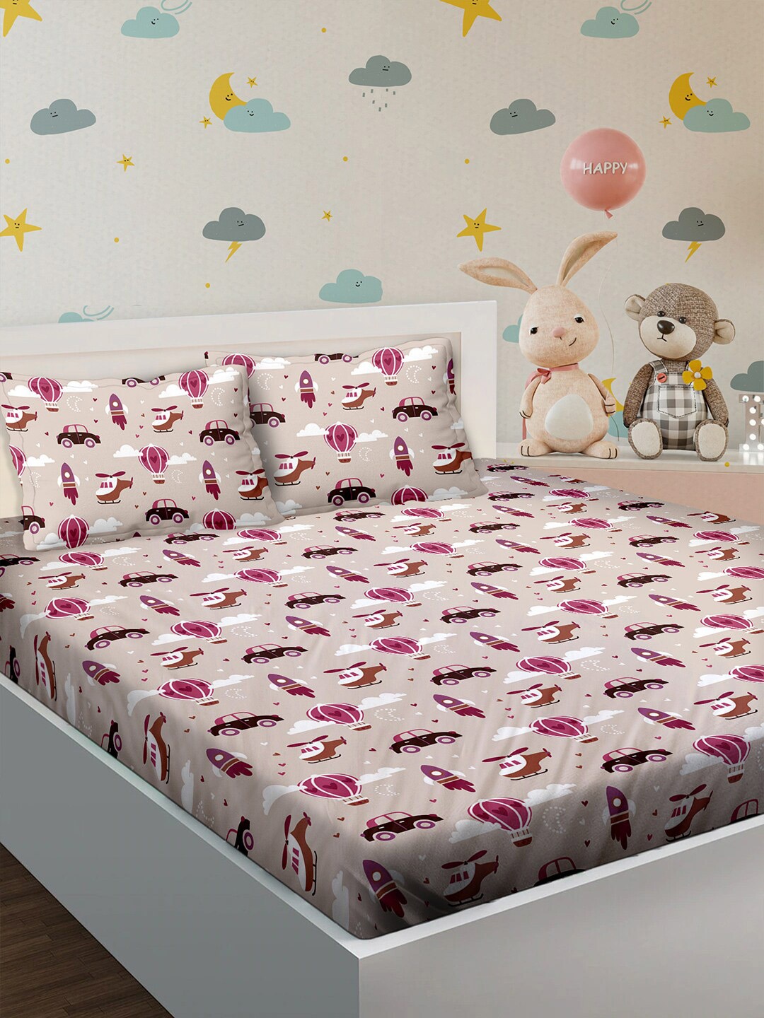 BELLA CASA Kids Kingdom Brown & White Printed 180 TC King Bedsheet & 2 Pillow Covers
BELLA CASA Kids Kingdom Brown & White Printed 180 TC King Bedsheet & 2 Pillow Covers