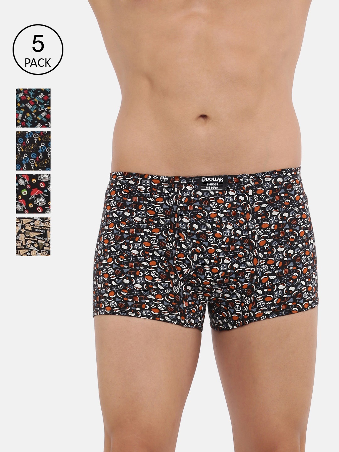 Dollar Bigboss Men Assorted Pack of 5 Soft Combed Cotton Trunks MBTR-09-CRAZYMINI-PO5
Dollar Bigboss Men Assorted Pack of 5 Soft Combed Cotton Trunks MBTR-09-CRAZYMINI-PO5