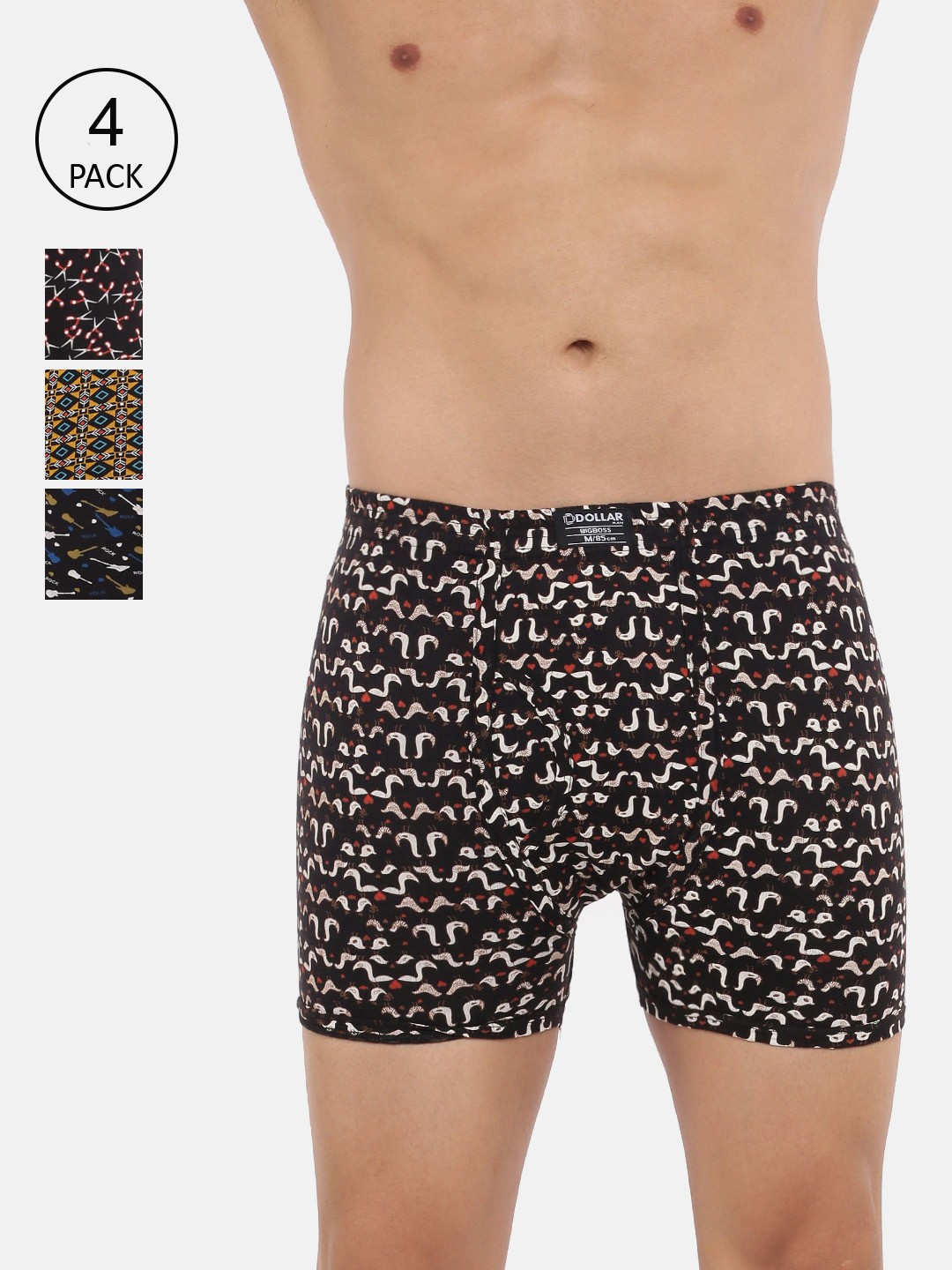 Dollar Bigboss Men Assorted Pack of 4 Soft Combed Cotton Trunks MBTR-10-CRAZYLONG-PO4
Dollar Bigboss Men Assorted Pack of 4 Soft Combed Cotton Trunks MBTR-10-CRAZYLONG-PO4