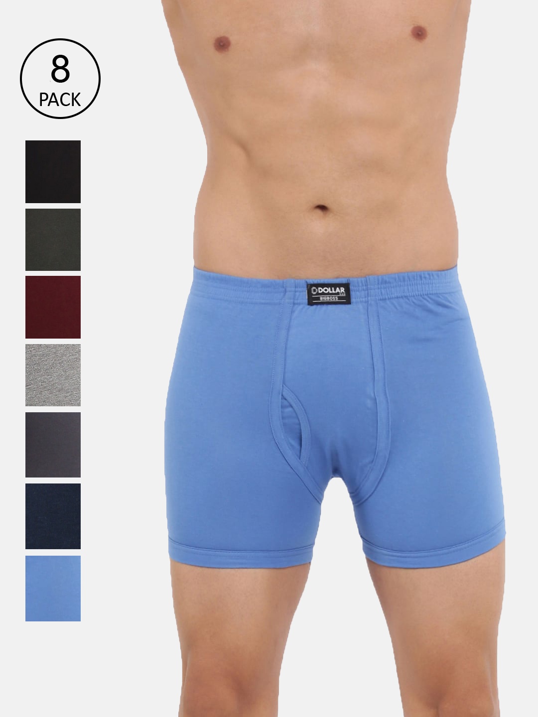 Dollar Bigboss Men Pack of 8 Combed Cotton Plush-Backed Waistband Trunk MBTR-02-BOXER-PO8, Assorted
Dollar Bigboss Men Pack of 8 Combed Cotton Plush-Backed Waistband Trunk MBTR-02-BOXER-PO8, Assorted