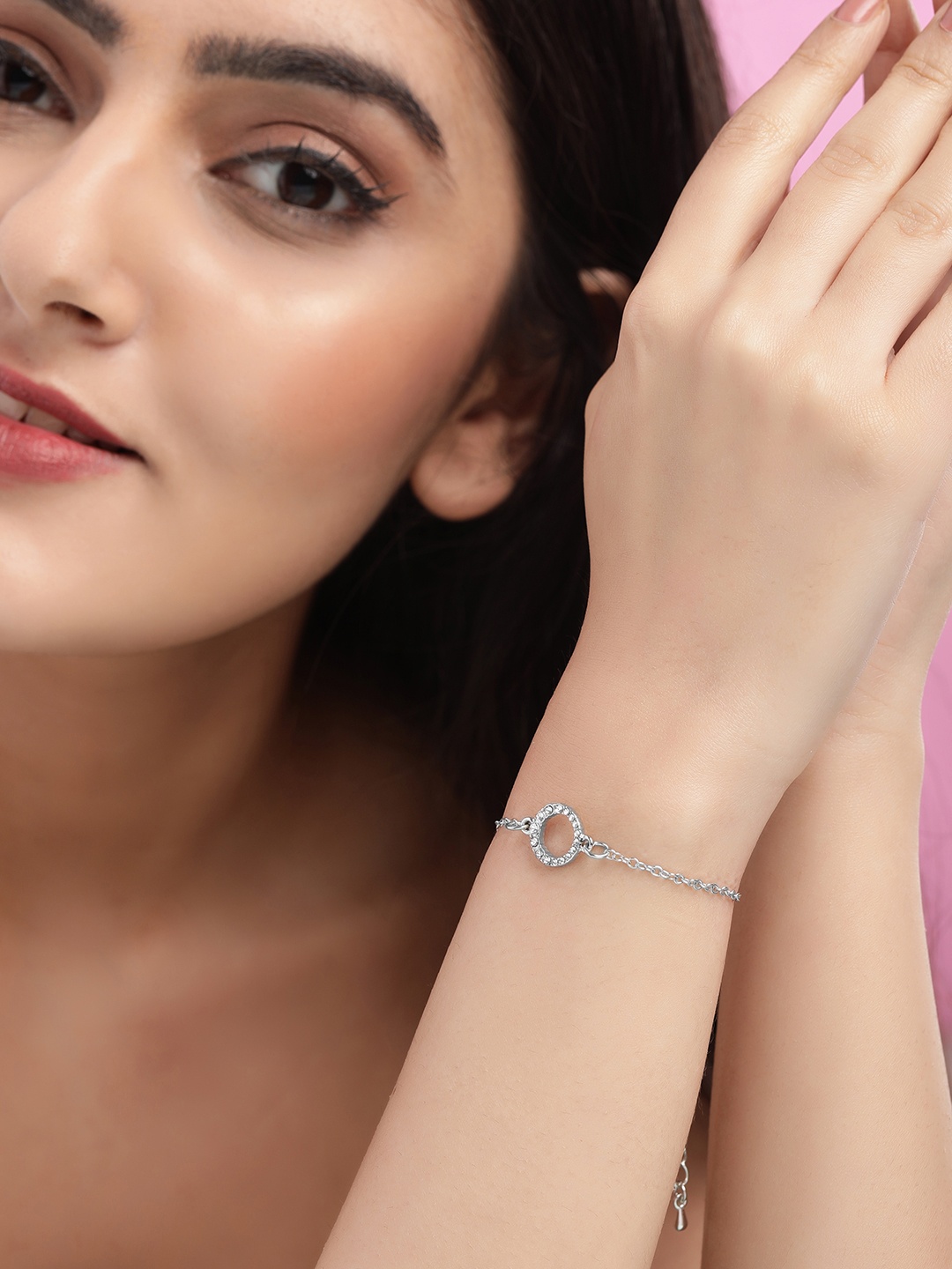 TOKYO TALKIES X rubans FASHION ACCESSORIES Women Silver & White Cubic Zirconia Bracelet
TOKYO TALKIES X rubans FASHION ACCESSORIES Women Silver & White Cubic Zirconia Bracelet
