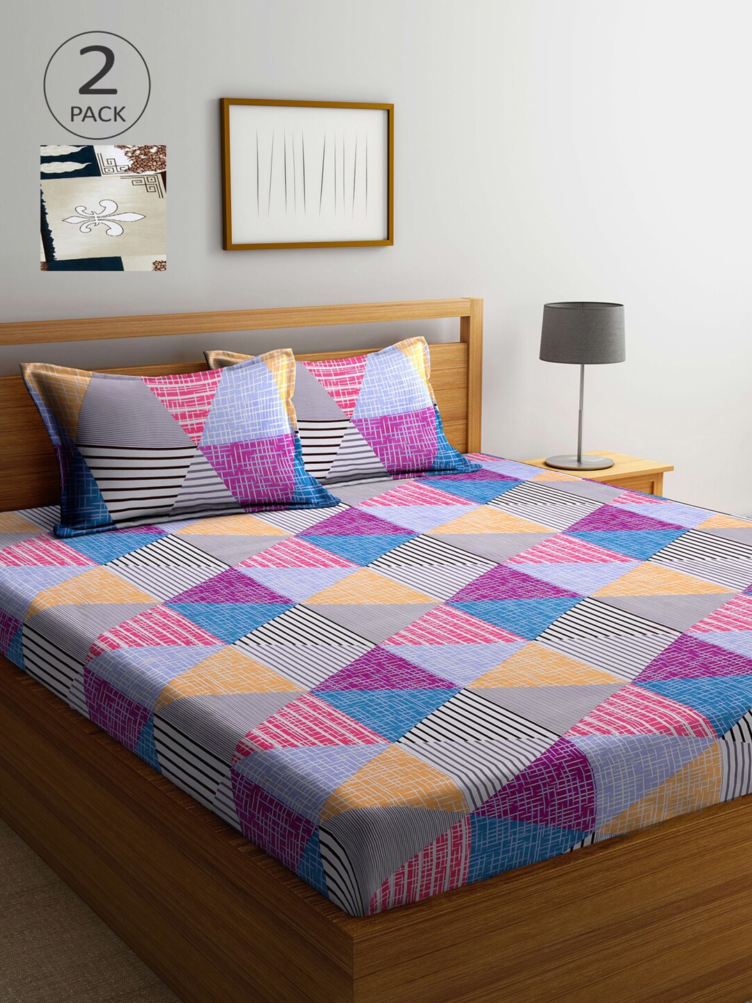 Arrabi Purple & Brown Graphic 300 TC 2 Cotton Blend King Bedsheet with 4 Pillow Covers
Arrabi Purple & Brown Graphic 300 TC 2 Cotton Blend King Bedsheet with 4 Pillow Covers