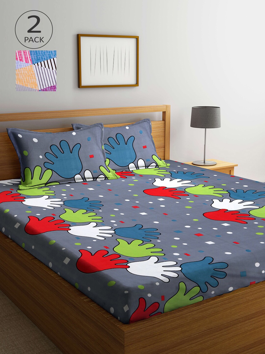 Arrabi Kids Set of 2 Multi Cartoon Characters Double Bedsheet with 2 Pillow Covers, Grey
Arrabi Kids Set of 2 Multi Cartoon Characters Double Bedsheet with 2 Pillow Covers, Grey