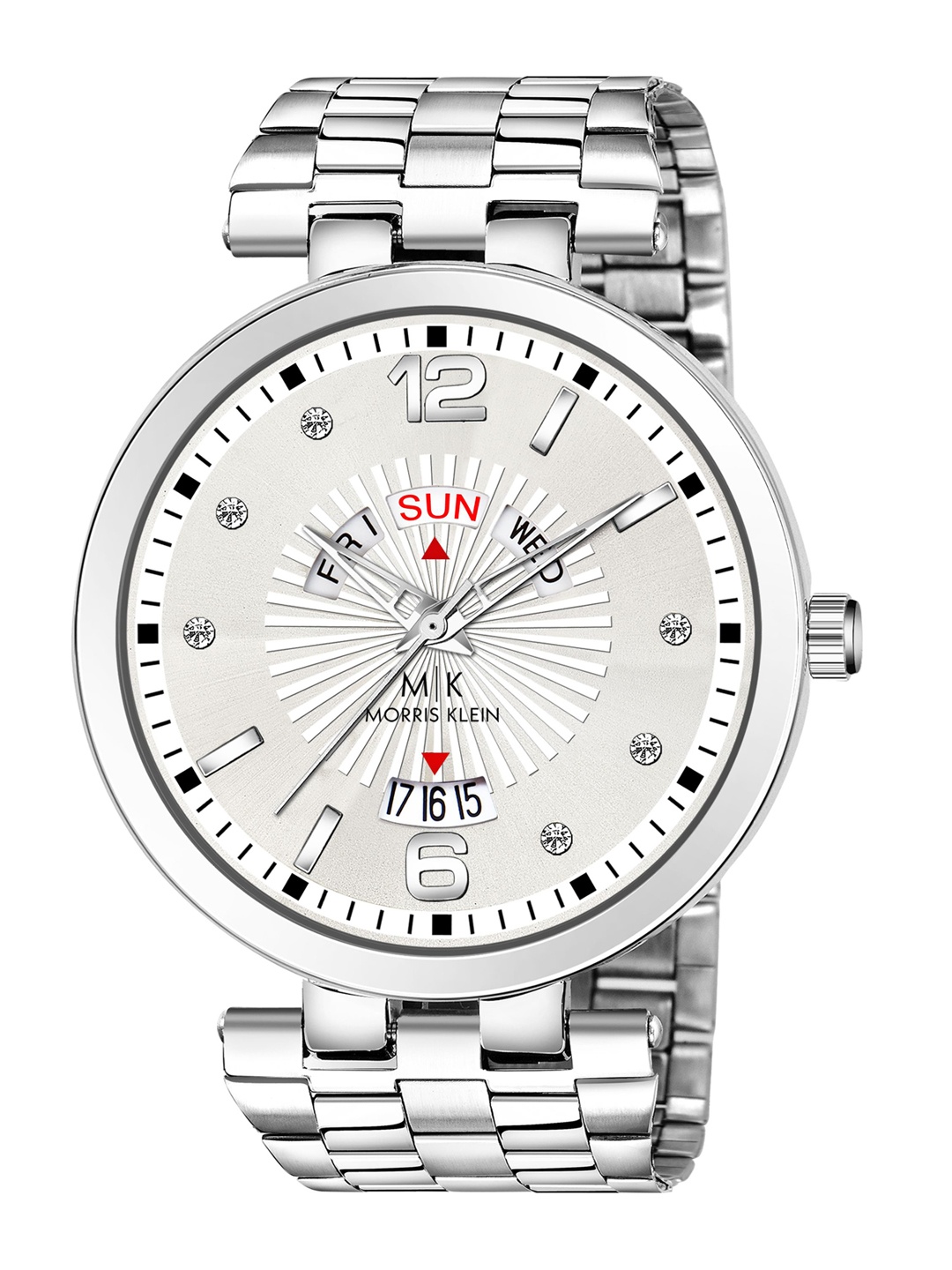 MORRIS KLEIN Men White Embellished Dial & Silver Toned Stainless Steel Straps Analogue Watch
MORRIS KLEIN Men White Embellished Dial & Silver Toned Stainless Steel Straps Analogue Watch