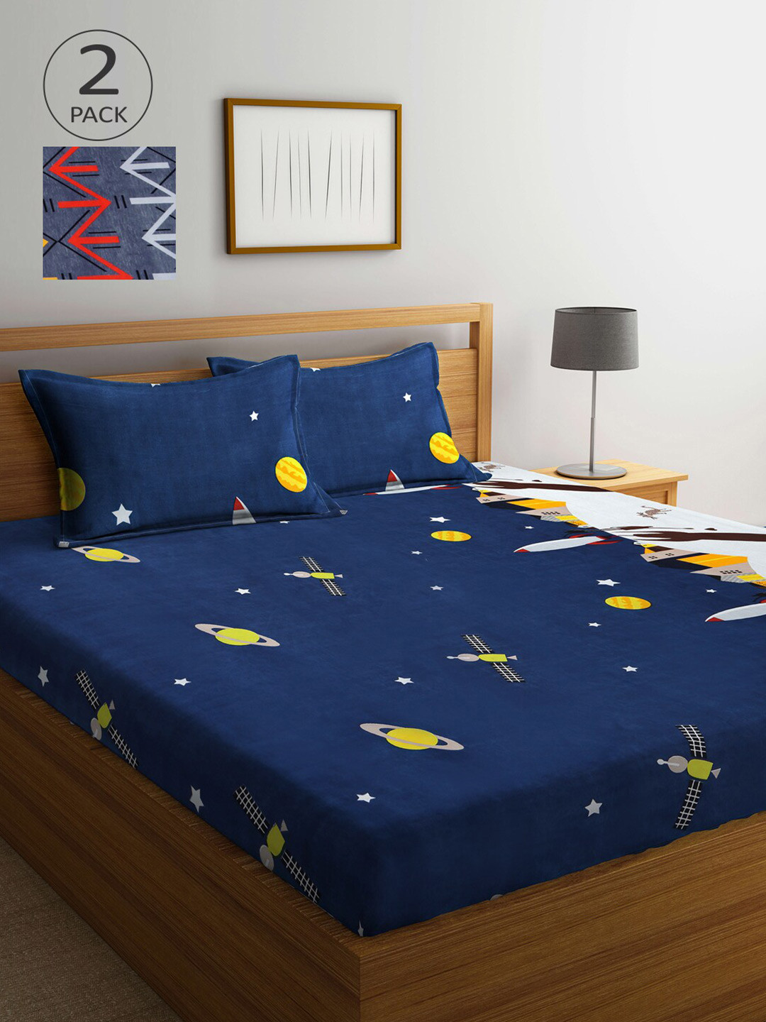 Arrabi Blue & Red Printed 300 TC Pack Of 2 King Bedsheet With Pillow Cover Set
Arrabi Blue & Red Printed 300 TC Pack Of 2 King Bedsheet With Pillow Cover Set