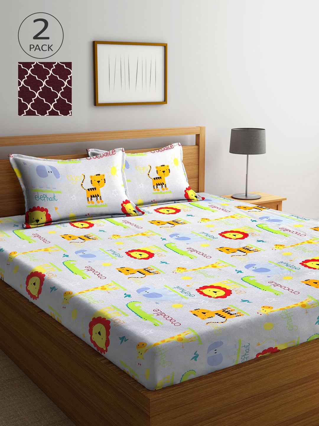 Arrabi Grey & Maroon Cartoon Characters 300 TC 2 King Bedsheets with 4 Pillow Covers
Arrabi Grey & Maroon Cartoon Characters 300 TC 2 King Bedsheets with 4 Pillow Covers