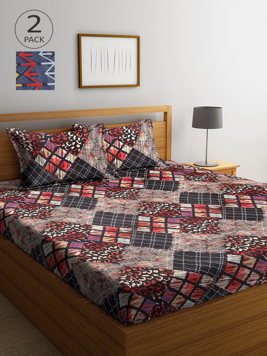 Arrabi Multicoloured Printed 300 TC Set Of 2 King Bedsheet With Pillow Covers, Multi
Arrabi Multicoloured Printed 300 TC Set Of 2 King Bedsheet With Pillow Covers, Multi
