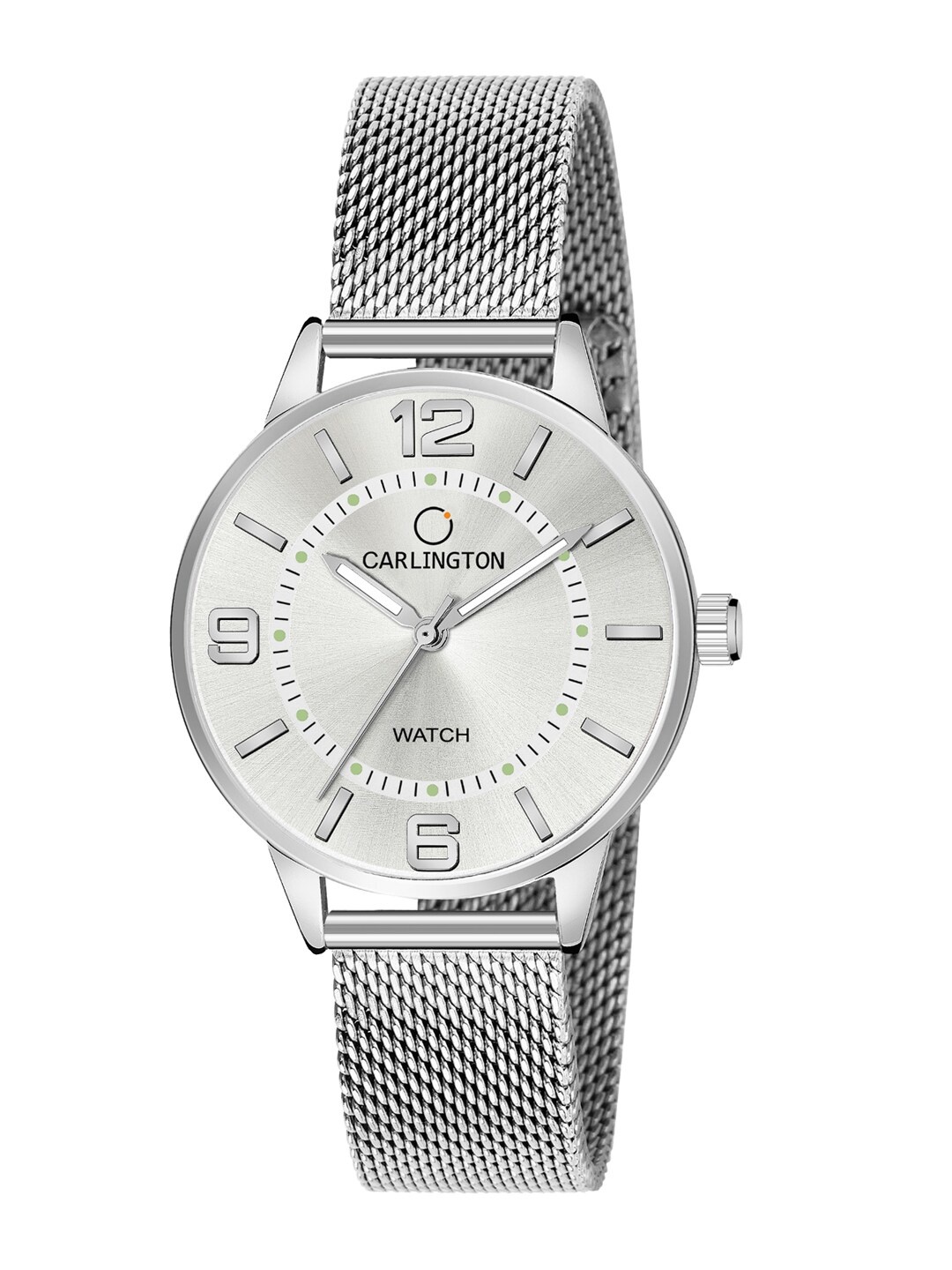 CARLINGTON Women Silver-Toned Dial & Stainless Steel Bracelet Style Strap Analogue Watch
CARLINGTON Women Silver-Toned Dial & Stainless Steel Bracelet Style Strap Analogue Watch