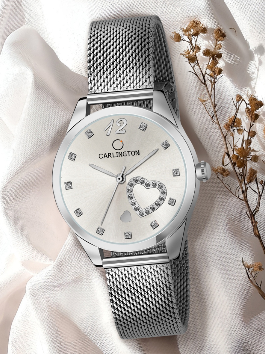 CARLINGTON Women Silver-Toned Dial & Silver Toned Stainless Steel Bracelet Style Straps Analogue Watch
CARLINGTON Women Silver-Toned Dial & Silver Toned Stainless Steel Bracelet Style Straps Analogue Watch