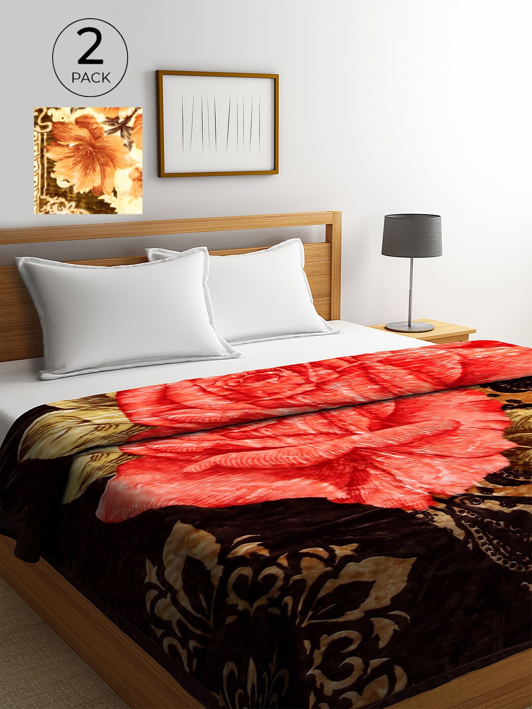 KLOTTHE Multicoloured Set of 2 Floral Heavy Winter 800 GSM Double Bed Blanket, Multi
KLOTTHE Multicoloured Set of 2 Floral Heavy Winter 800 GSM Double Bed Blanket, Multi
