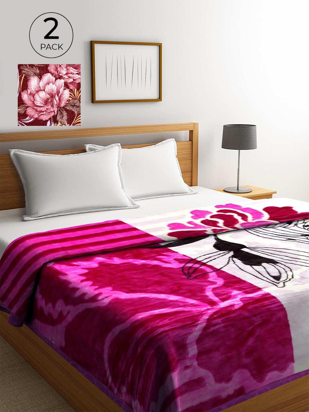 KLOTTHE Pack of 2 Multicoloured Floral 800 GSM Heavy Winter Double Bed Blankets, Multi
KLOTTHE Pack of 2 Multicoloured Floral 800 GSM Heavy Winter Double Bed Blankets, Multi