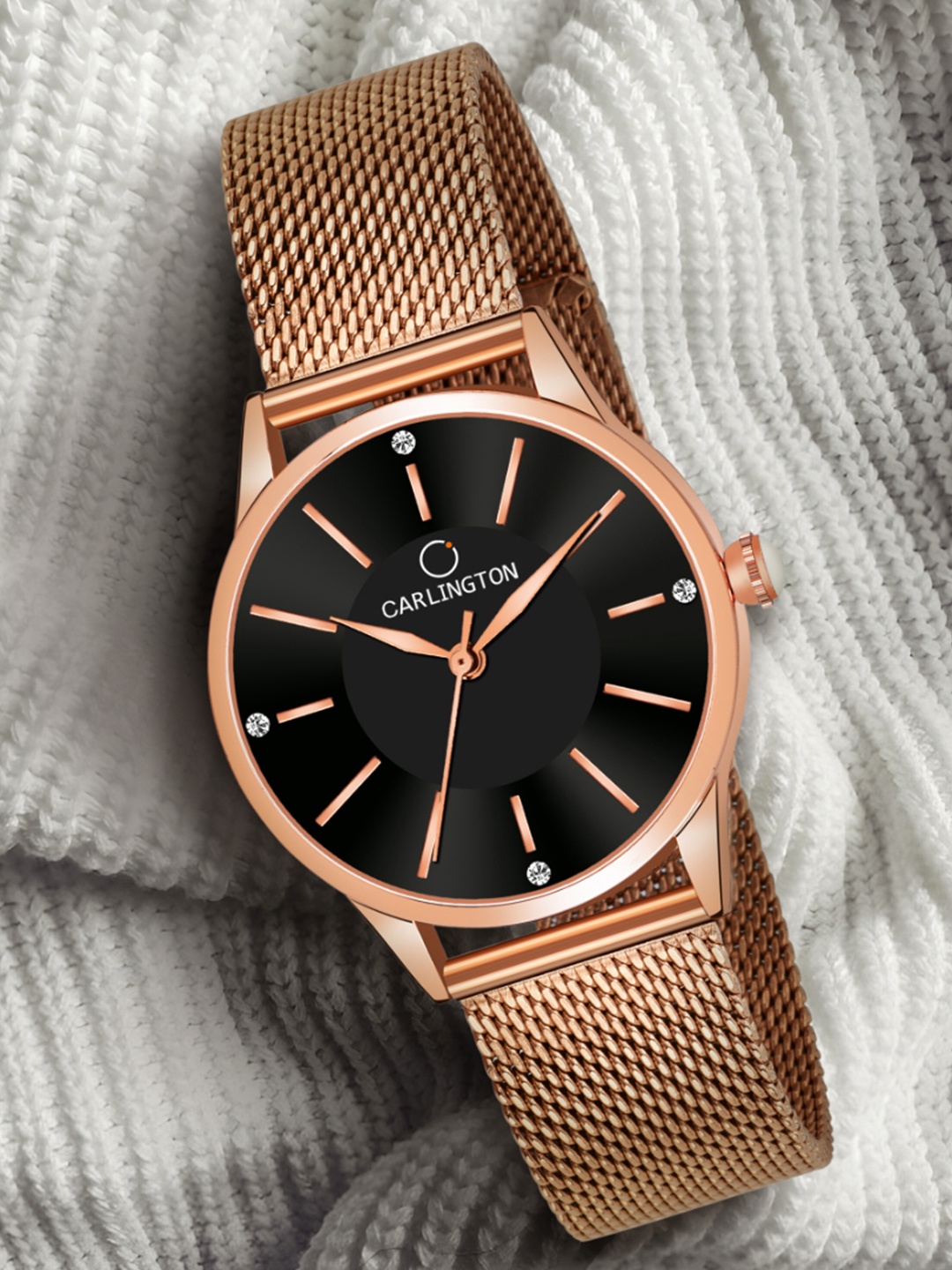 CARLINGTON Women Black Dial & Rose Gold Toned Straps Analogue Watch Carlington CT2004
CARLINGTON Women Black Dial & Rose Gold Toned Straps Analogue Watch Carlington CT2004
