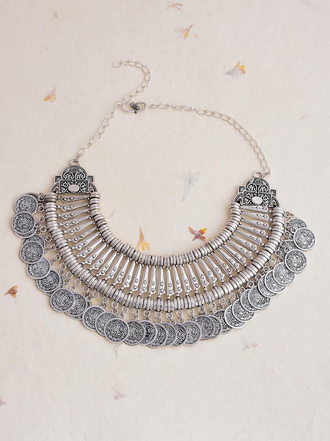Tistabene Silver-Toned Tribal Coin Necklace
