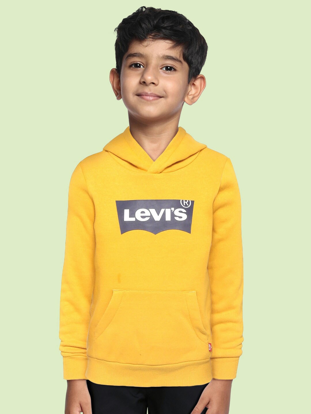 Levis Boys Yellow Hooded Brand Logo Sweatshirt
