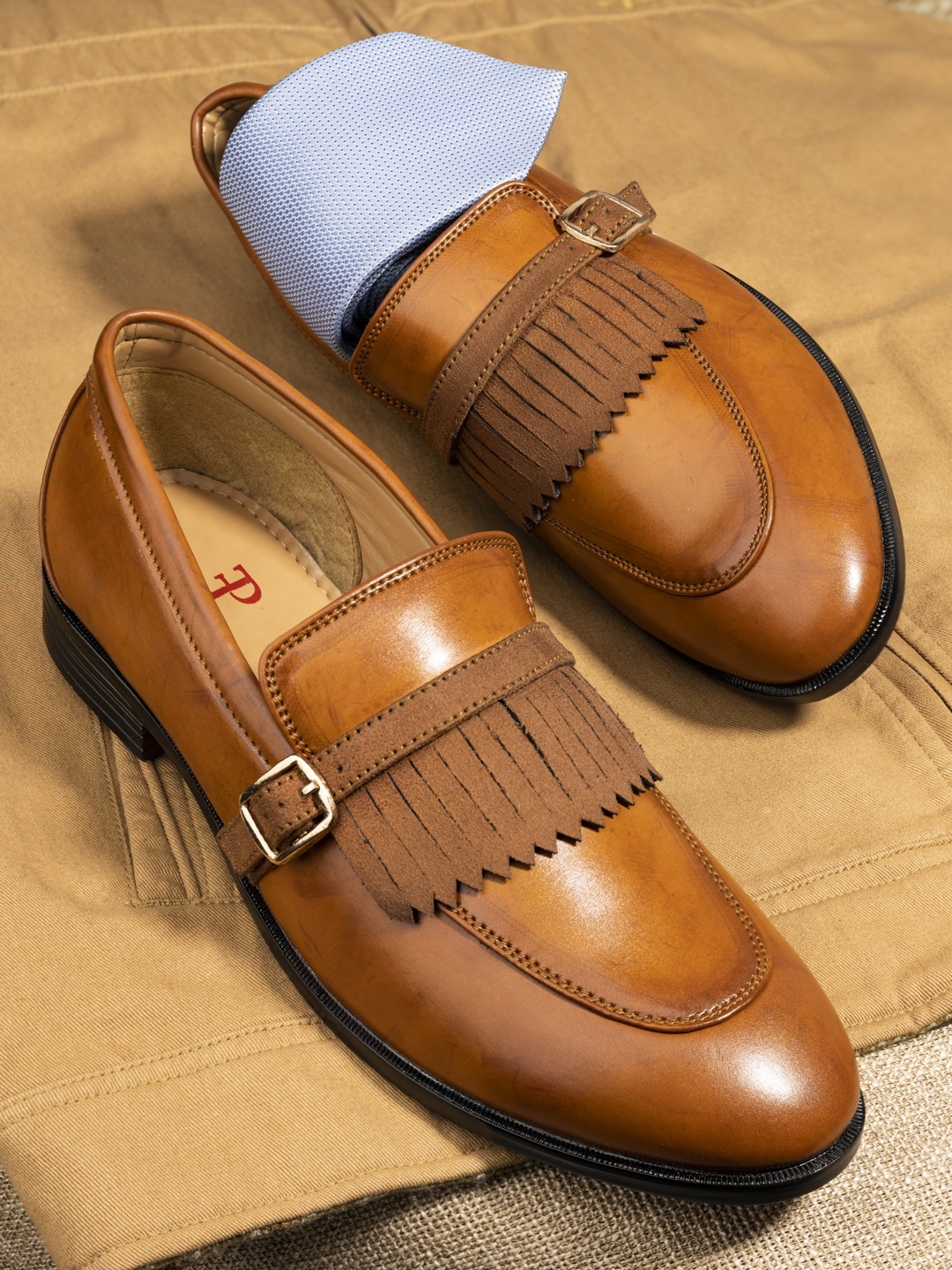 El Paso Men Tan Brown Solid Formal Loafers