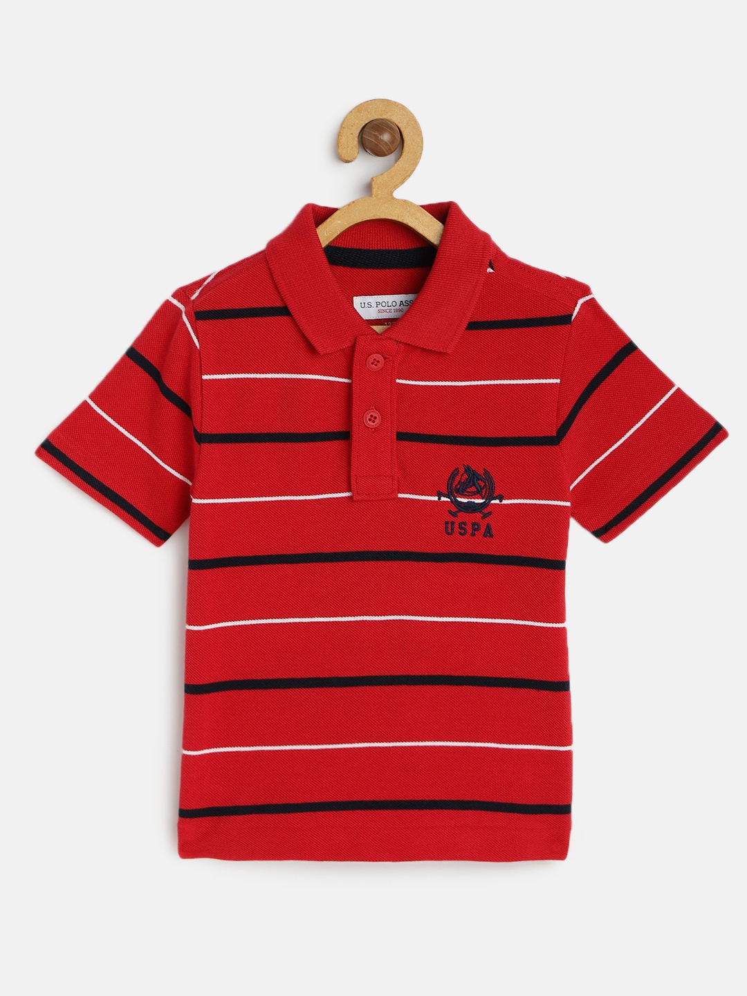 U.S. Polo Assn. Kids Boys Red & White Striped Cotton Polo Collar T-shirt with Logo Detail
U.S. Polo Assn. Kids Boys Red & White Striped Cotton Polo Collar T-shirt with Logo Detail