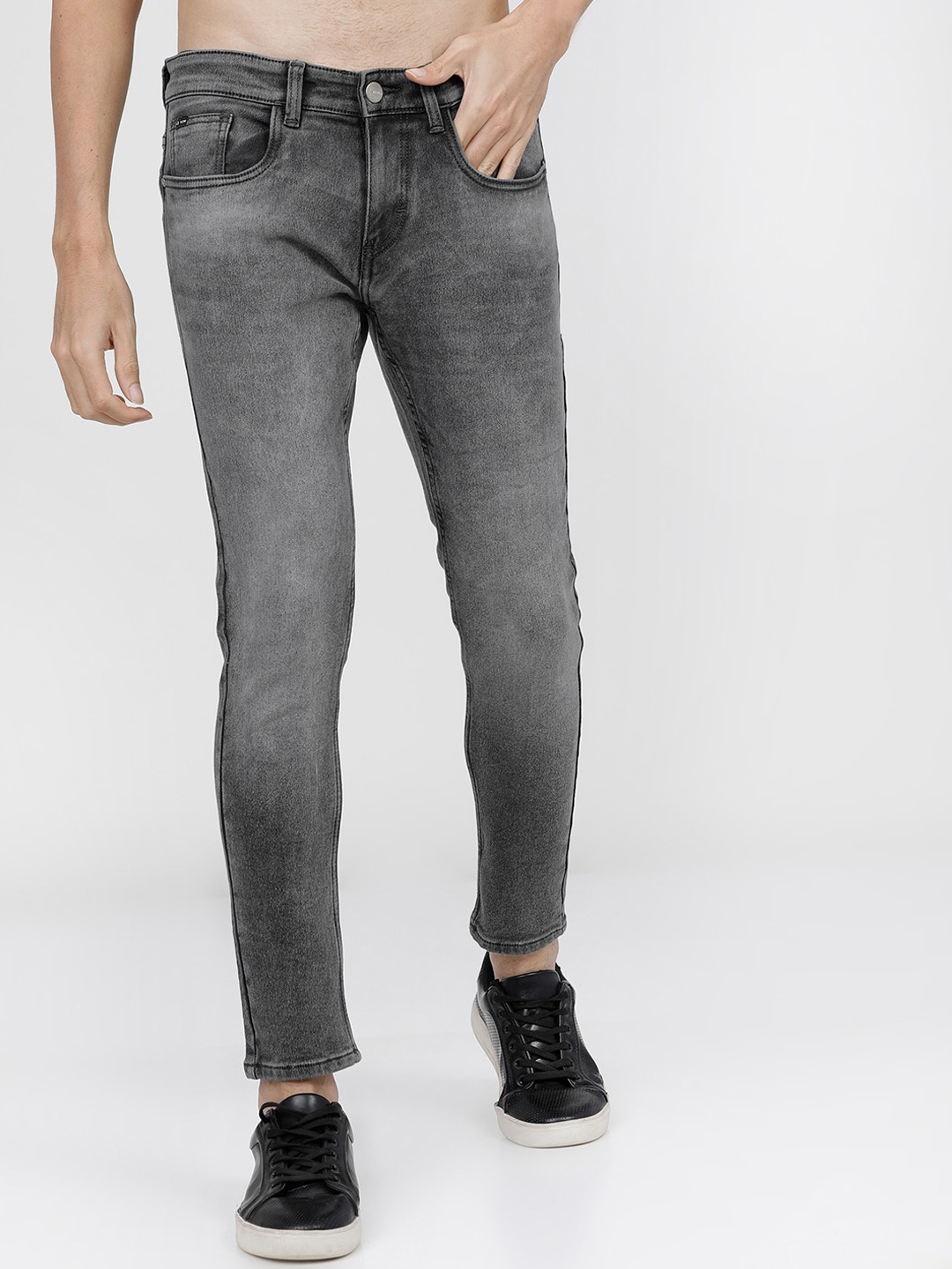 KETCH Men Grey Tapered Fit Heavy Fade Stretchable Jeans