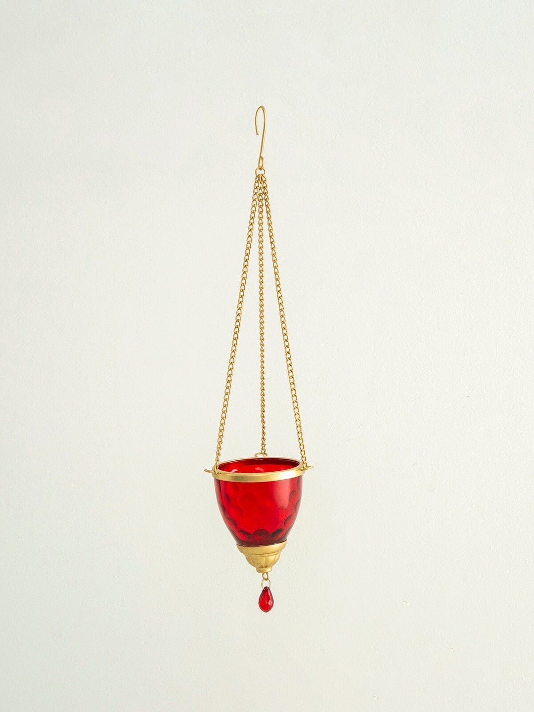 Home Centre Red & Gold-Toned Textured Contemporary Ceiling Lantern