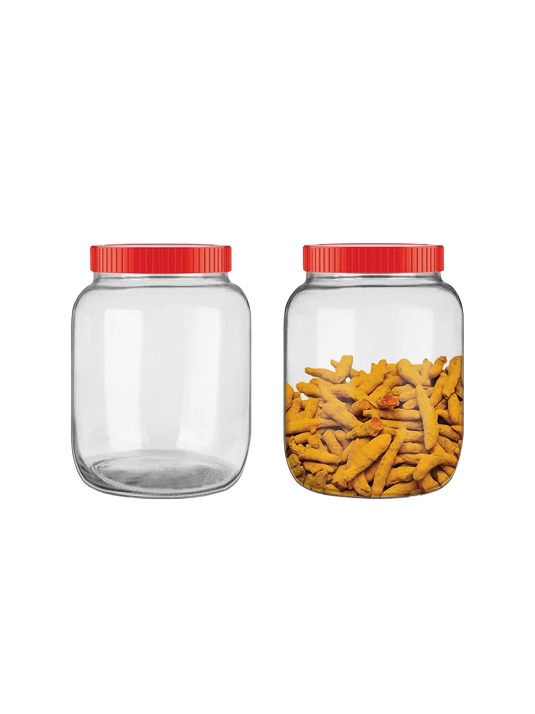 Home Centre Set Of 2 Transparent Corsica Essentials Glass Storage Jar - 1000ml