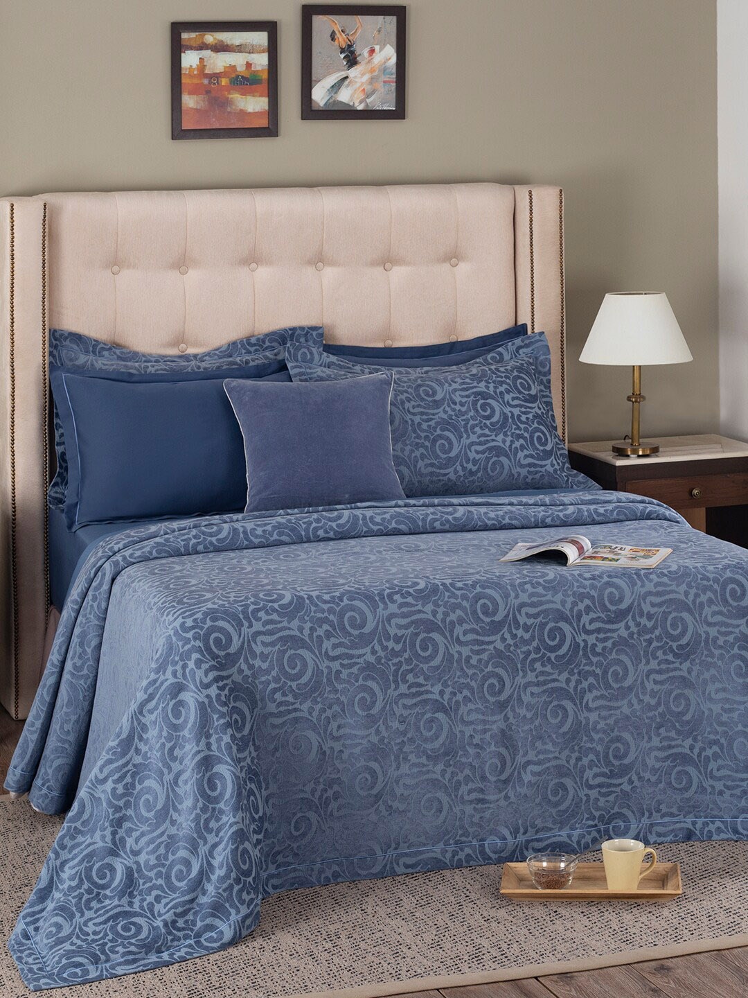 MASPAR Blue 365 GSM Double King Bedding Set