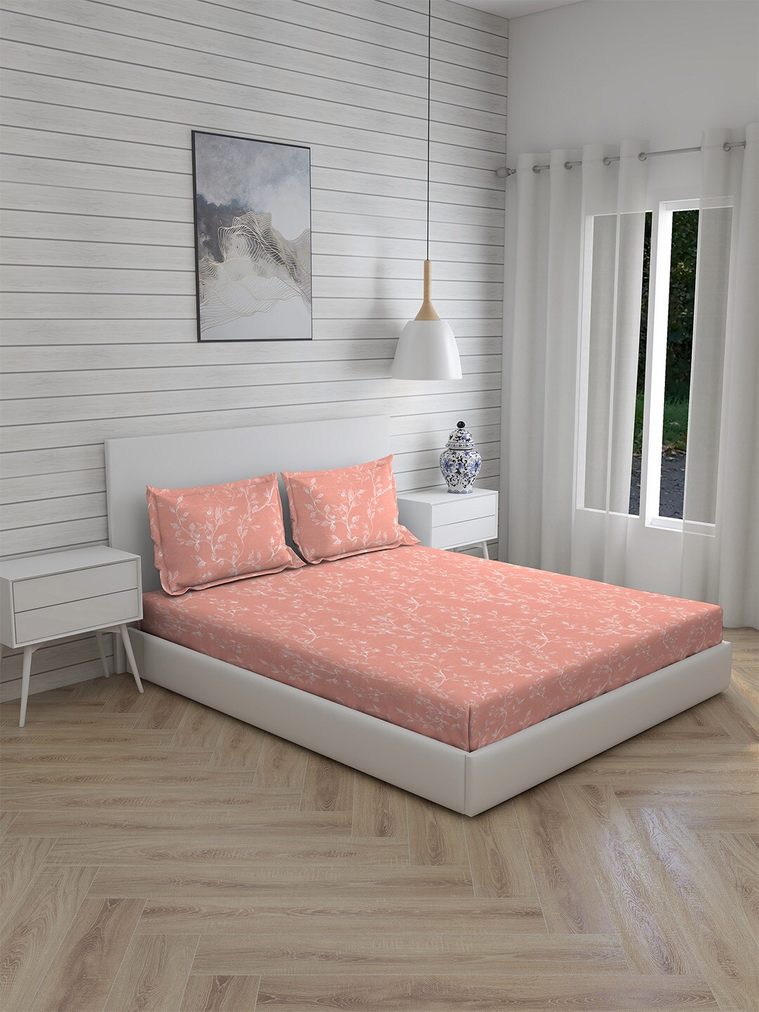 Boutique Living India Coral & White Floral 300 TC King Bedsheet with 2 Pillow Covers
Boutique Living India Coral & White Floral 300 TC King Bedsheet with 2 Pillow Covers