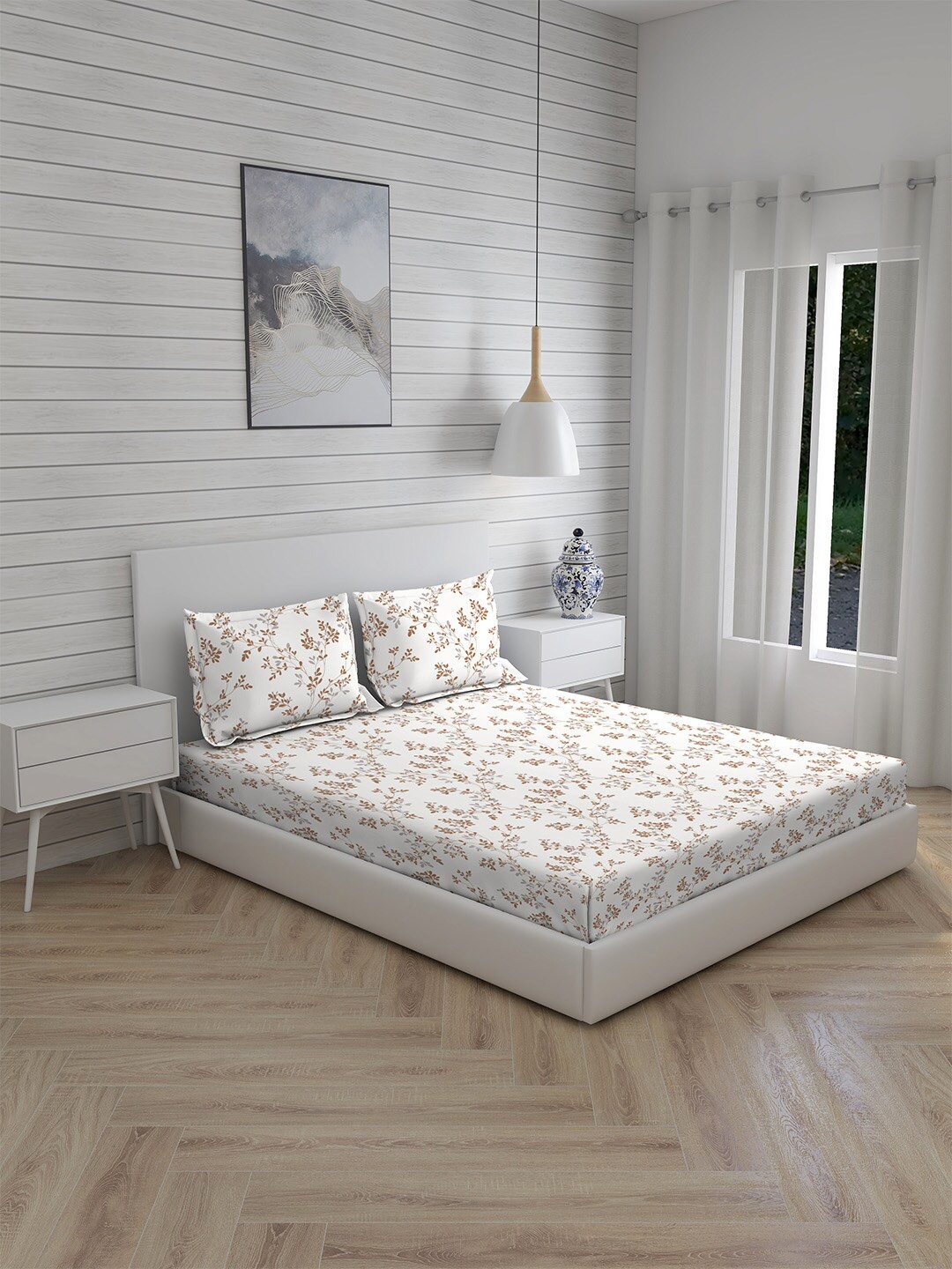 Boutique Living India White & Beige Floral 160 TC King Bedsheet with 2 Pillow Covers
Boutique Living India White & Beige Floral 160 TC King Bedsheet with 2 Pillow Covers