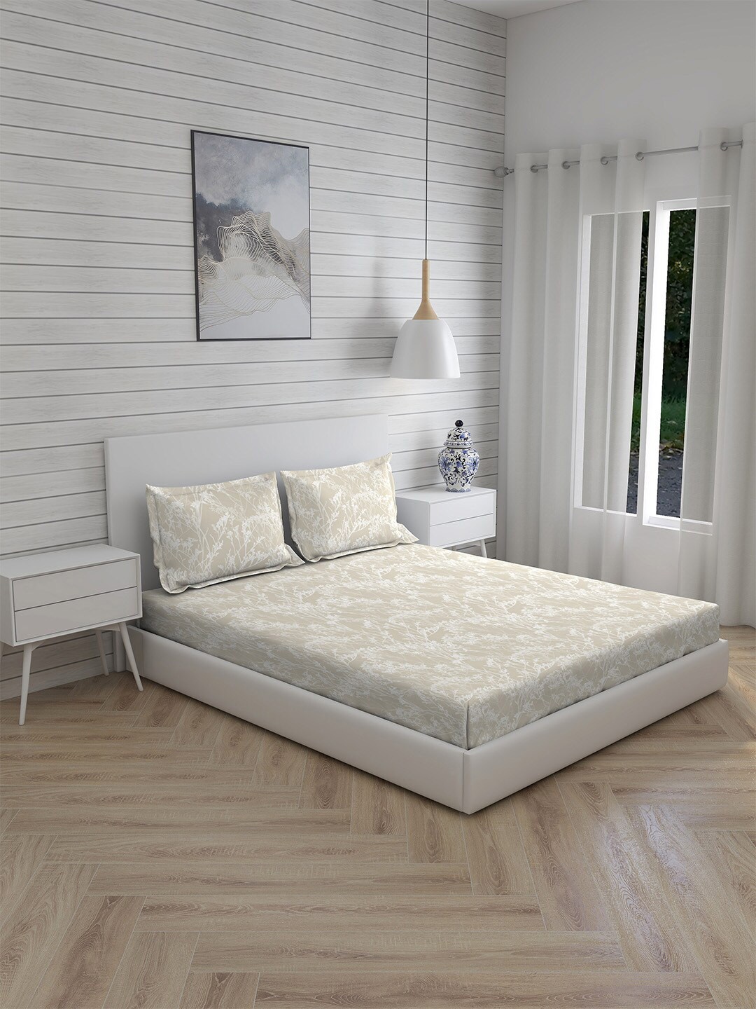 Boutique Living India Beige & White Floral 300 TC King Bedsheet with 2 Pillow Covers
Boutique Living India Beige & White Floral 300 TC King Bedsheet with 2 Pillow Covers