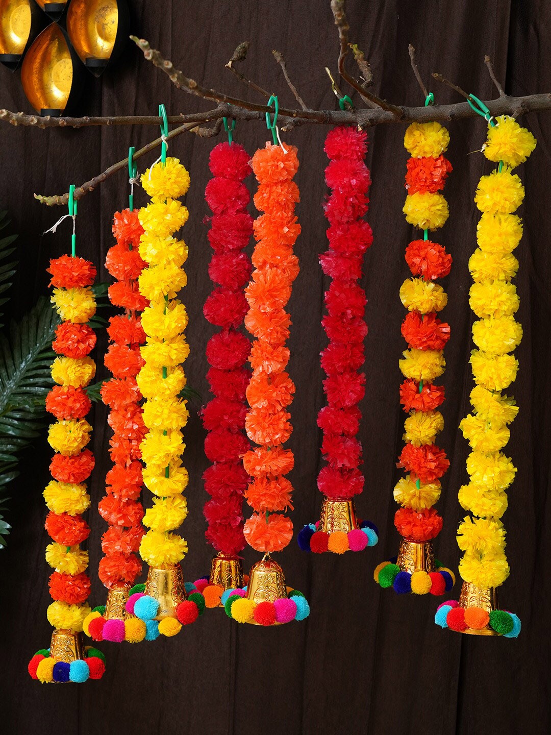 TIED RIBBONS Set of 8 Diwali Decoration Marigold Flowers Door Wall Hanging Garland, Red
TIED RIBBONS Set of 8 Diwali Decoration Marigold Flowers Door Wall Hanging Garland, Red