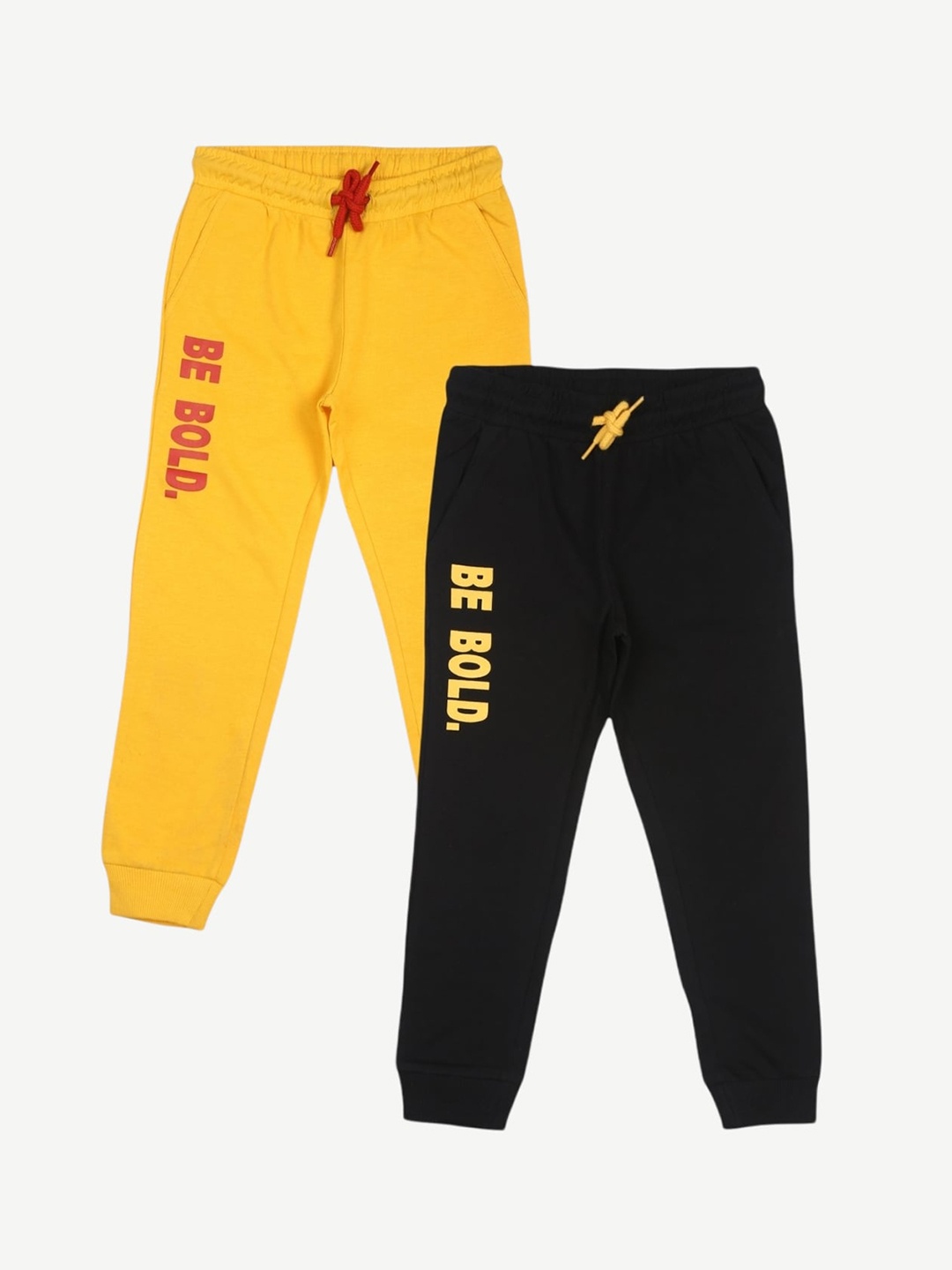 Alan Jones Boys Pack Of 2 Solid Joggers, Yellow