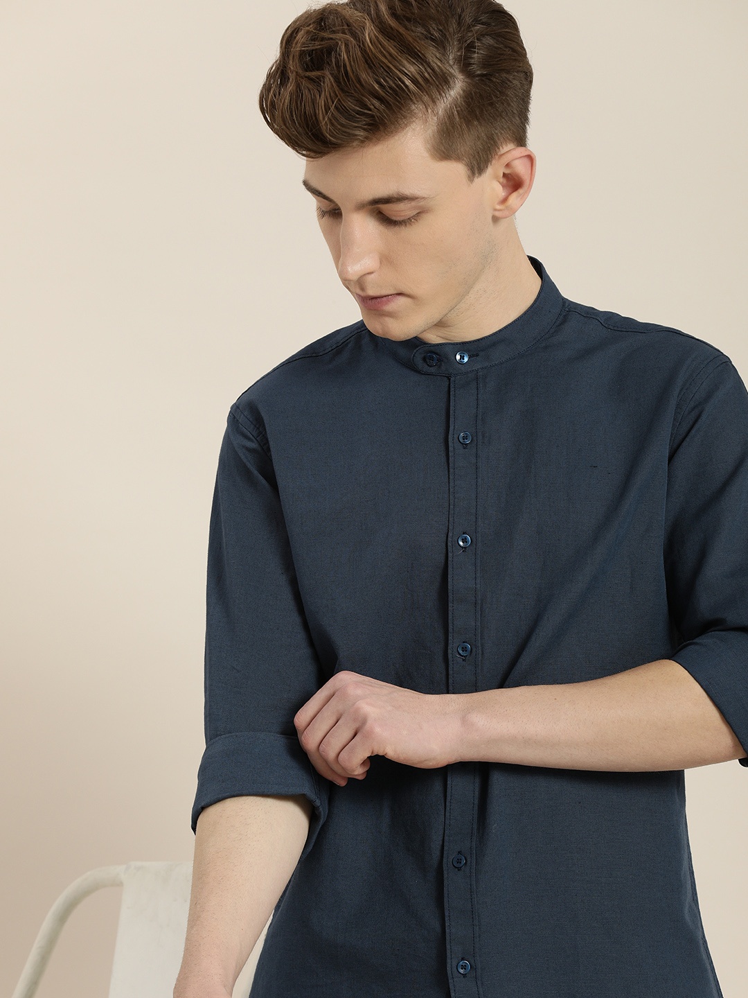 ether Men Blue Casual Shirt