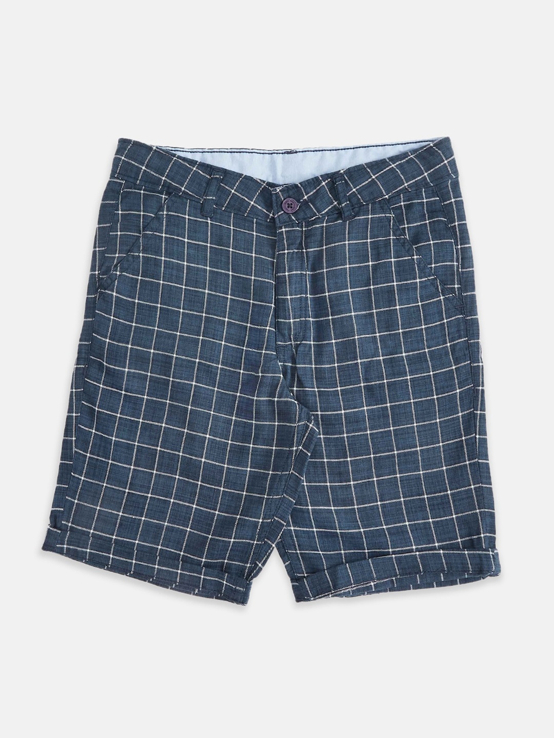 Pantaloons Junior Boys Navy Blue Checked Regular Shorts