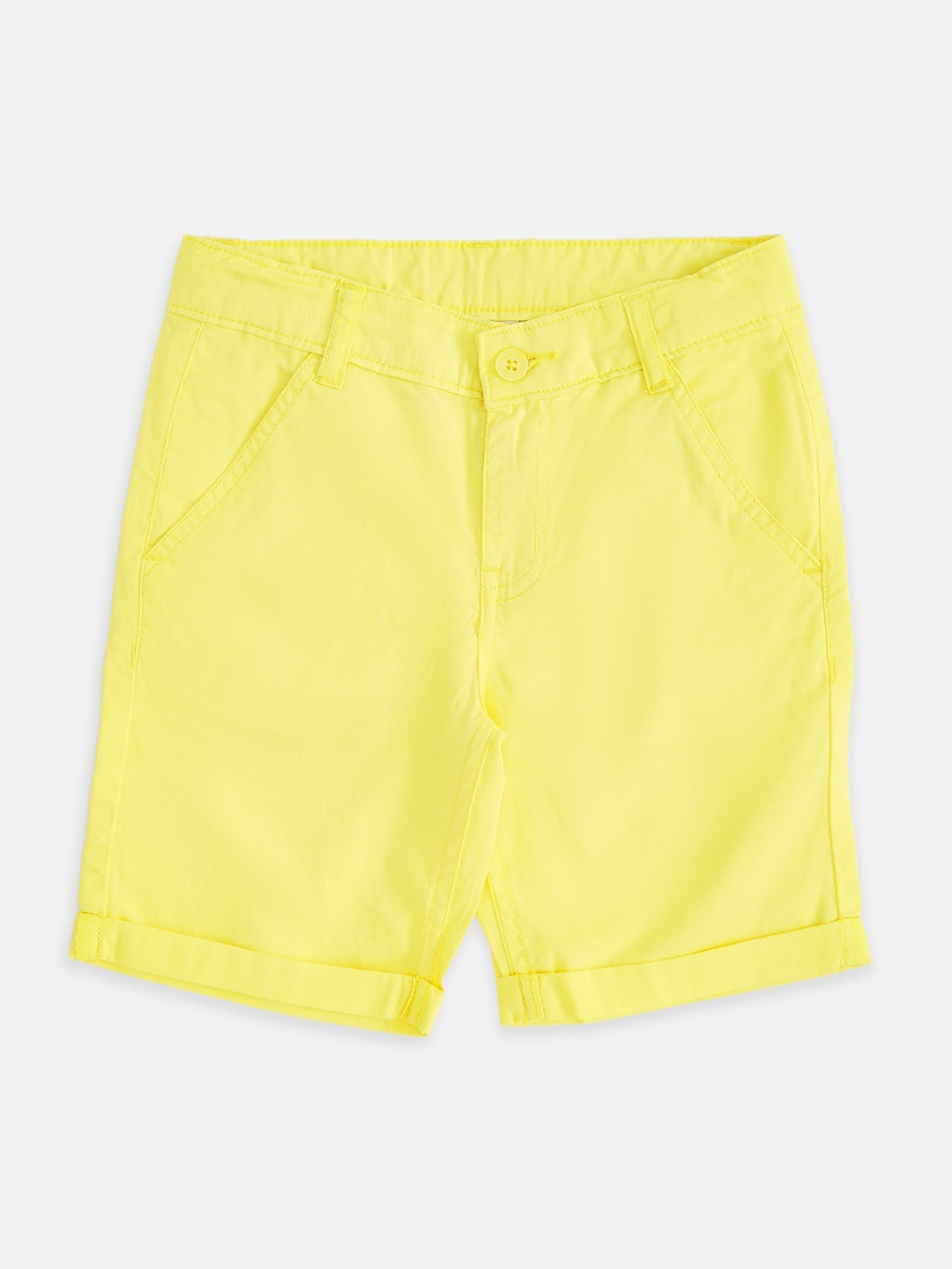 Pantaloons Junior Boys Yellow Solid Regular Shorts