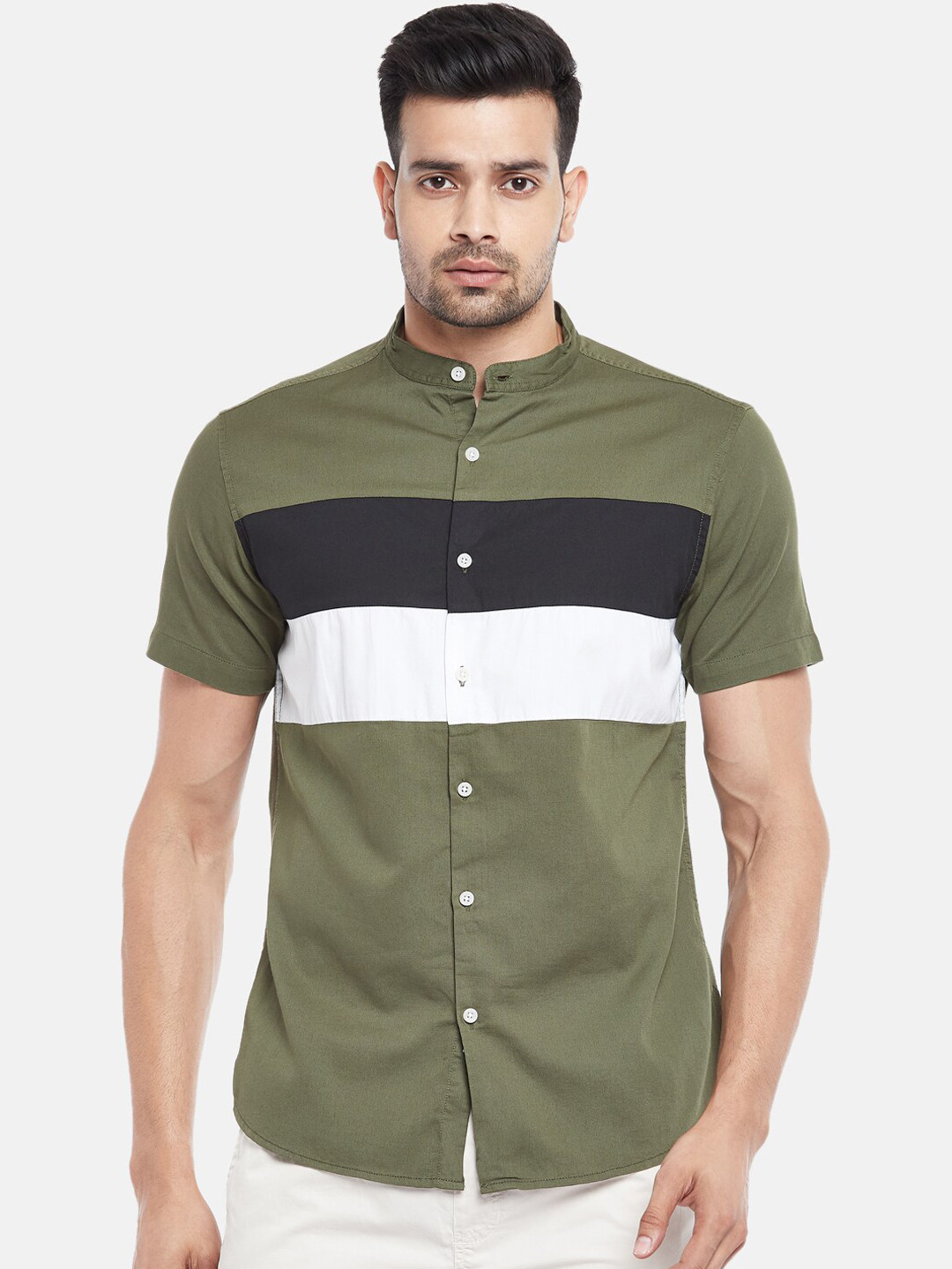 Urban Ranger by pantaloons Men Olive Green Slim Fit Striped Pure Cotton Casual Shirt
Urban Ranger by pantaloons Men Olive Green Slim Fit Striped Pure Cotton Casual Shirt