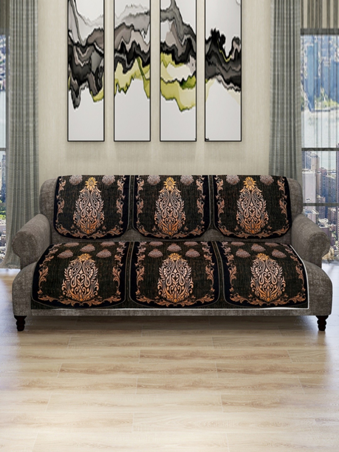 ROMEE Set Of 6 Brown & White Ethnic Motifs 5-Seater Soft Polyester Velvet Sofa Cover
ROMEE Set Of 6 Brown & White Ethnic Motifs 5-Seater Soft Polyester Velvet Sofa Cover