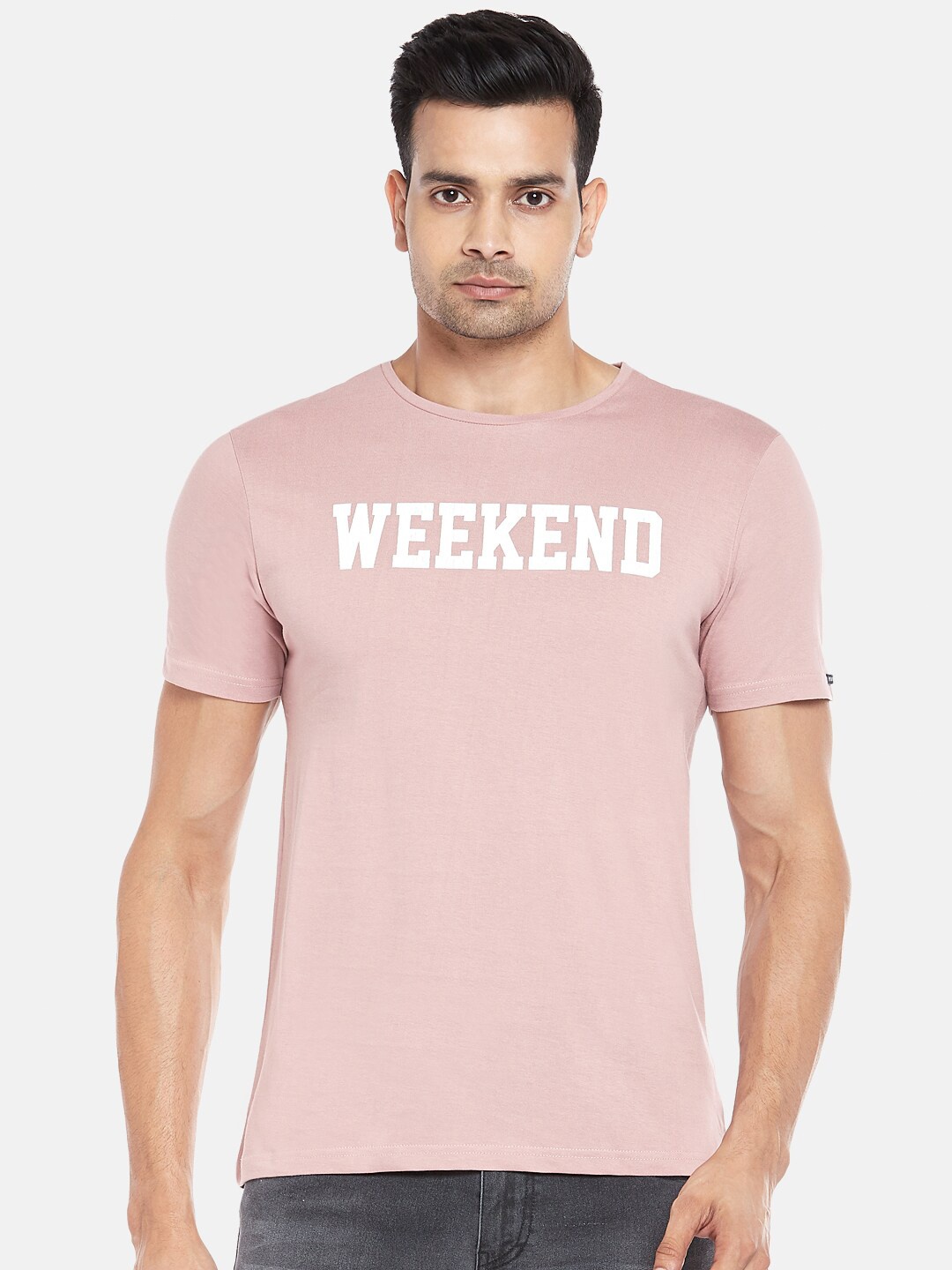 People Men Pink Typography Printed T-shirt